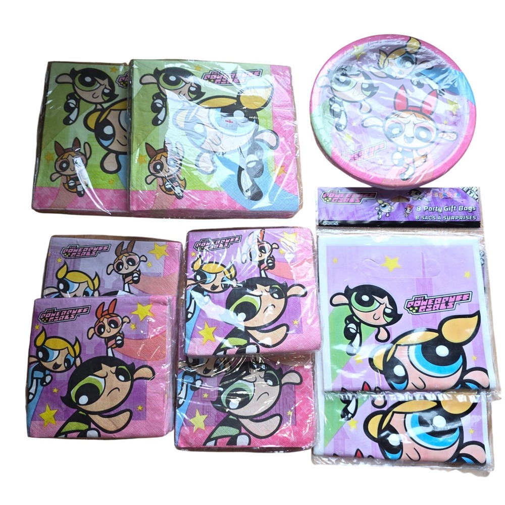 Vintage 1999 Y2K Powerpuff Girls Party Supplies Bundle